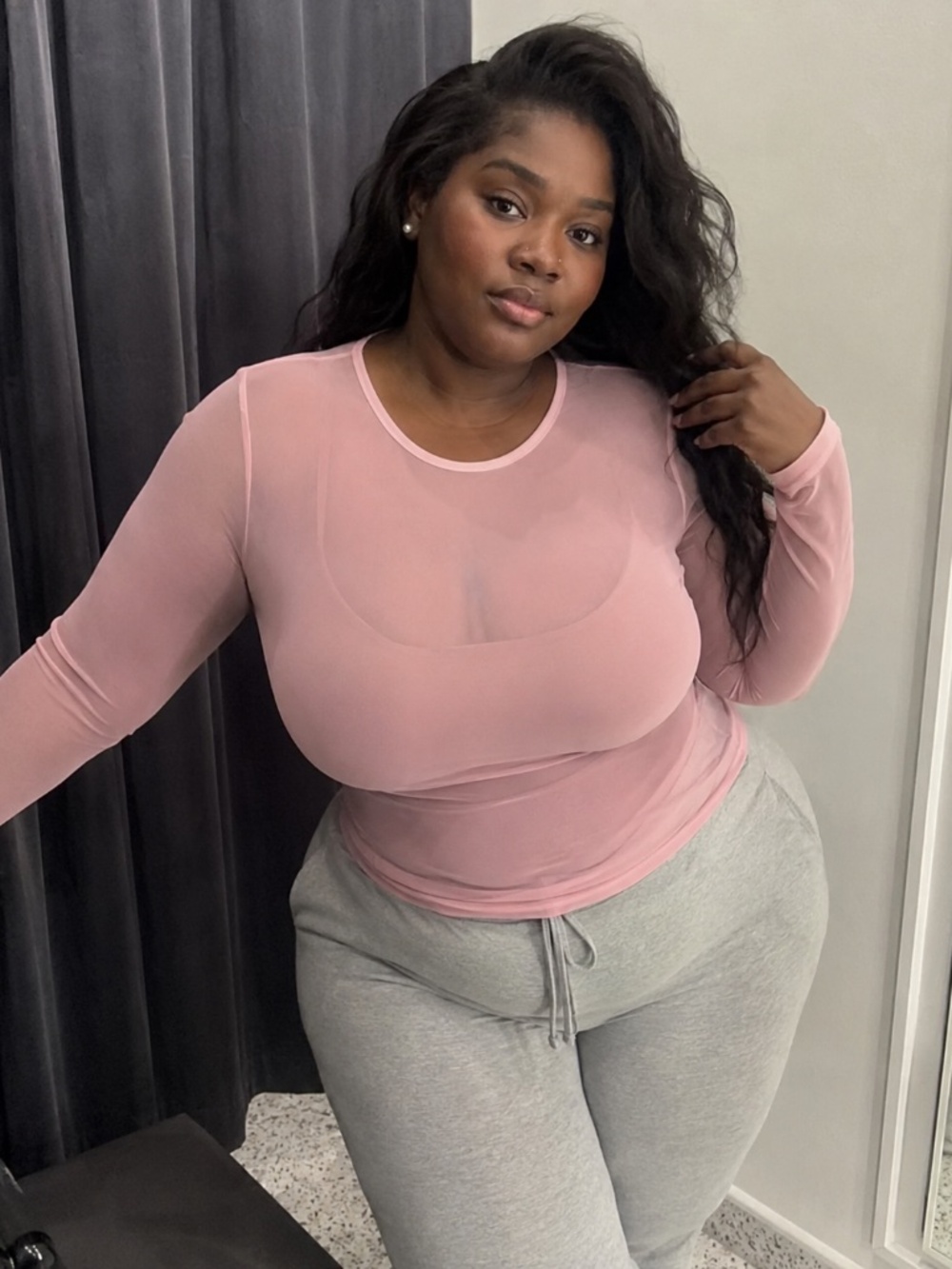 Pink see through top